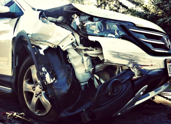 car in accident, accident damage to car,