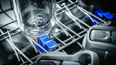 Close shot of PrecisionPro wash zones in Frigidaire Professional FPID2497RF dishwasher.