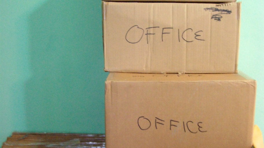 Stacked moving boxes
