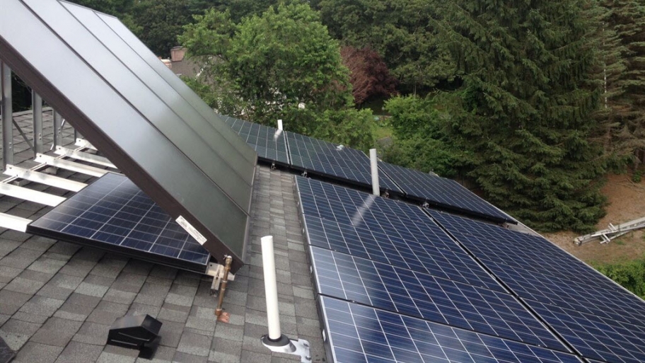 Solar panels on top of a house