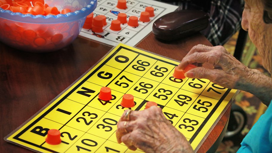 senior citizen playing bingo