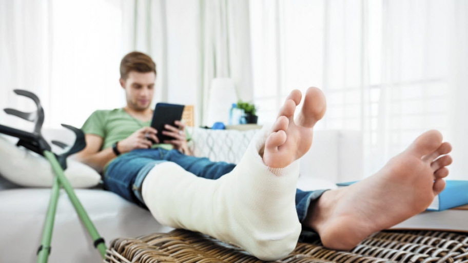 Man with a broken leg