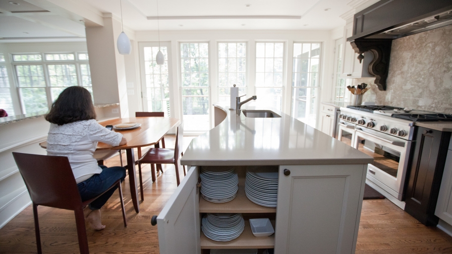 homeowner waits in kitchen