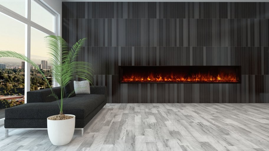 Is An Electric Fireplace Worth The Money Angie S List Long Electric Fireplace Black Tile Wall Gray Floor