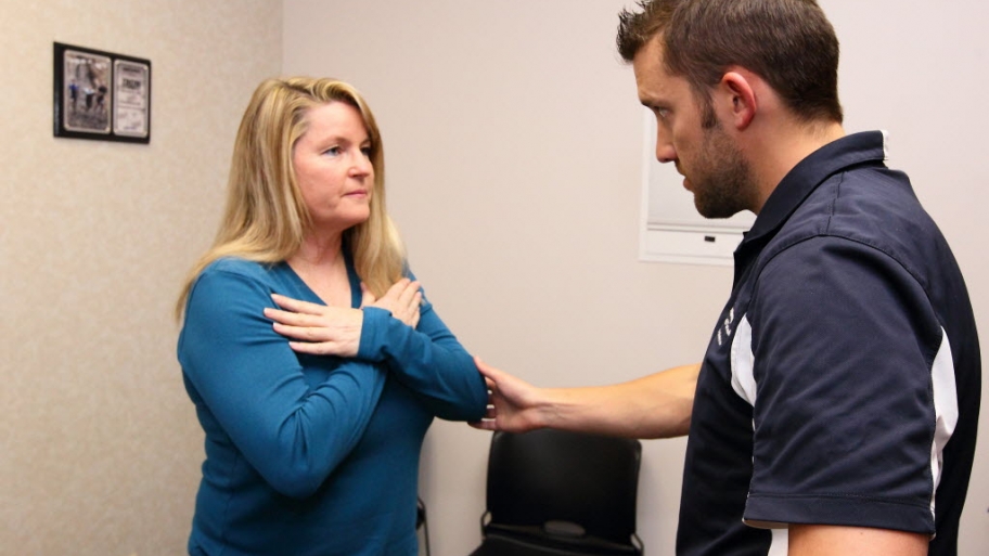 A doctor treats a patient