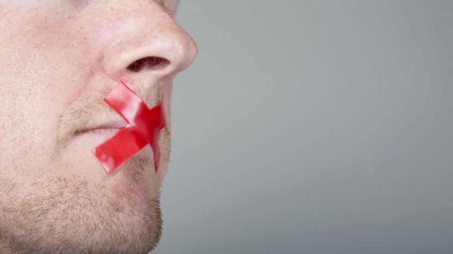 Tape over a mouth