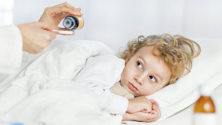 A child receives medicine