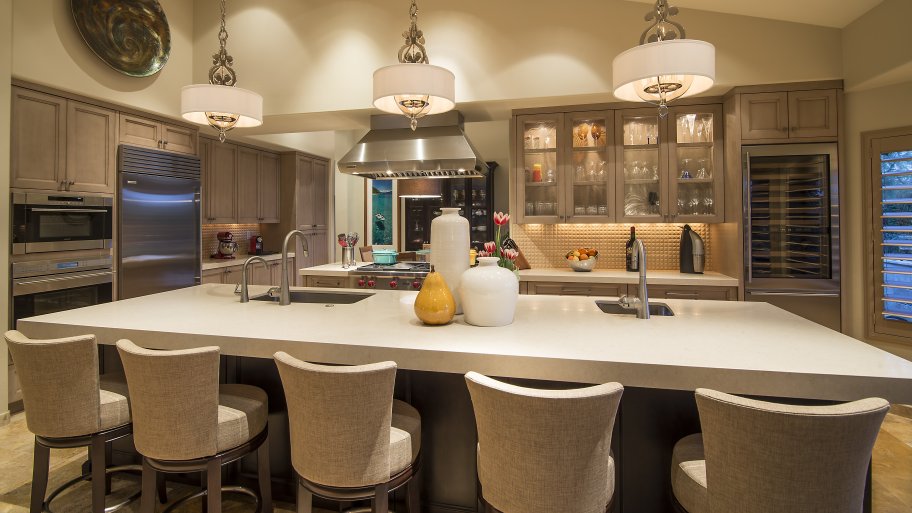 remodeled kitchen with new lighting