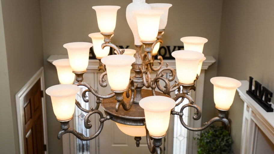 chandelier light in home entryway