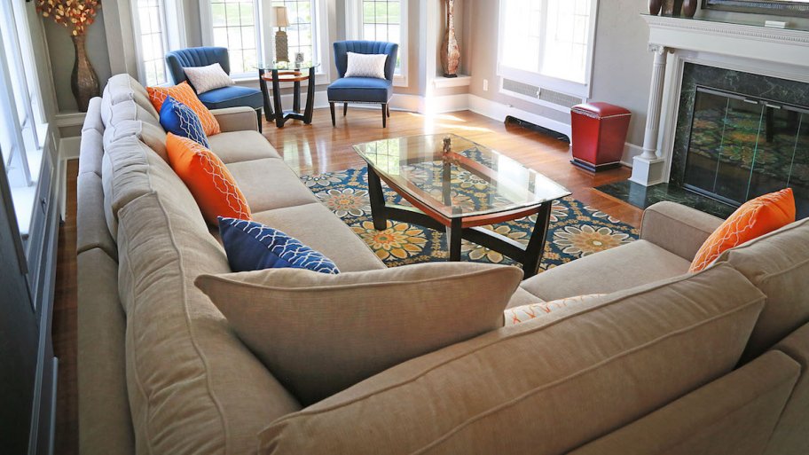 living room with sectional sofa