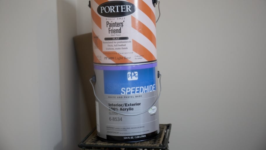stacked paint cans