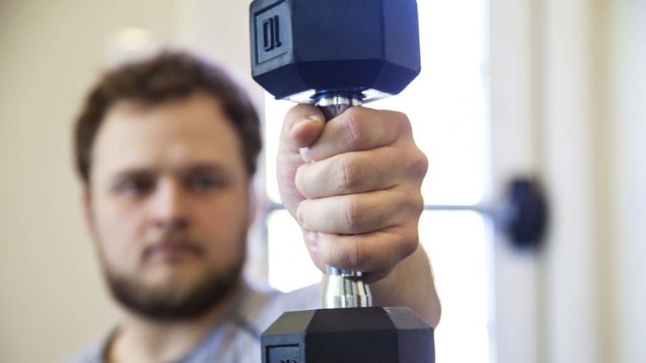 Man holding a barbell