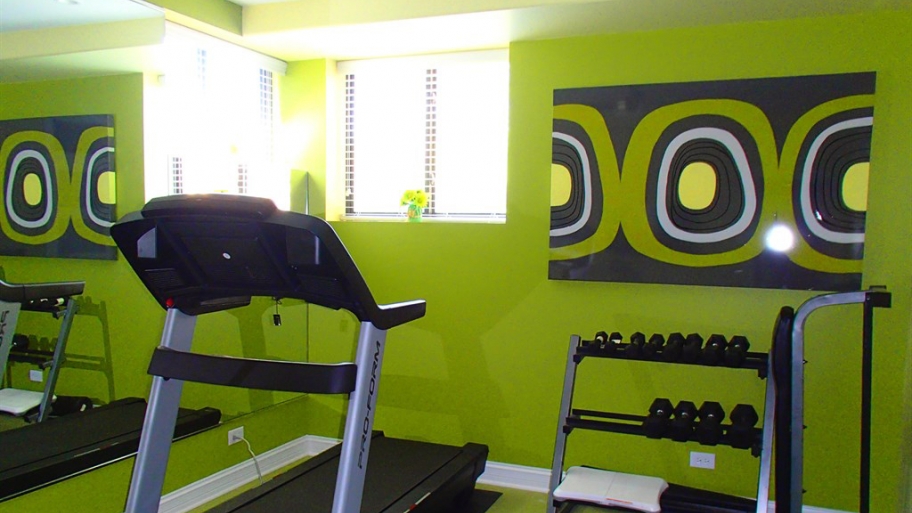 green home gym basement