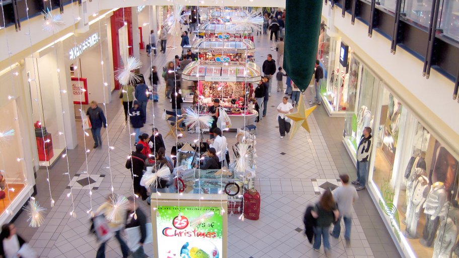 shopping mall during the holidays