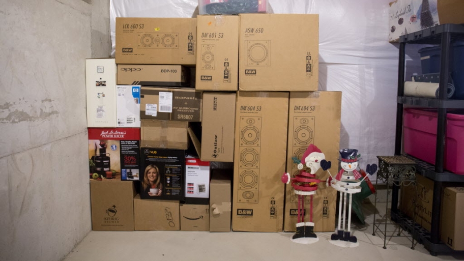 Boxes stacked for a move