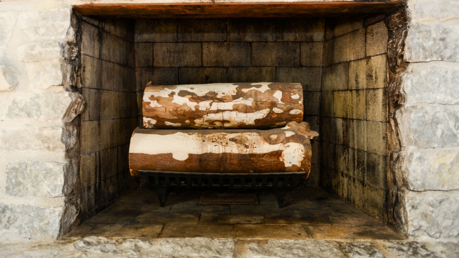logs in a fireplace