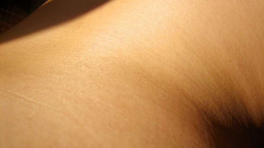 close-up of woman's skin on neck and shoulder
