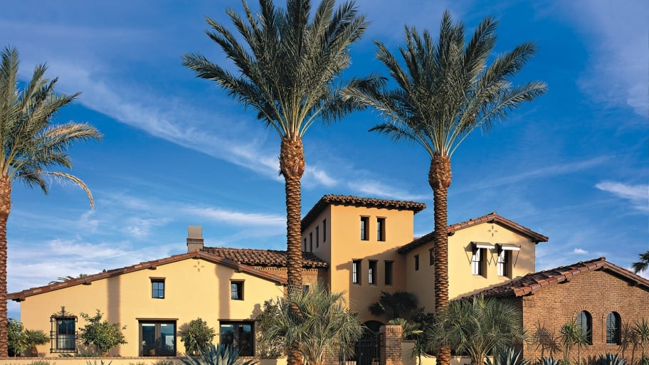 house with palm trees