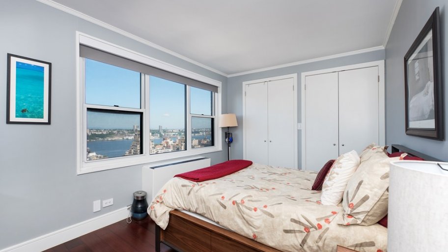 Bedroom overlooking city