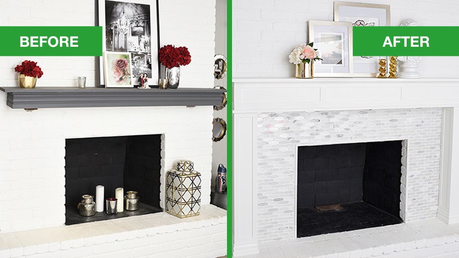 From White Painted Fireplace To Modern Elegance Angie S List Before And After Fireplace Makeover