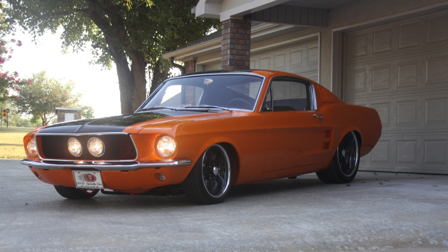 1967 orange and black Mustang GT