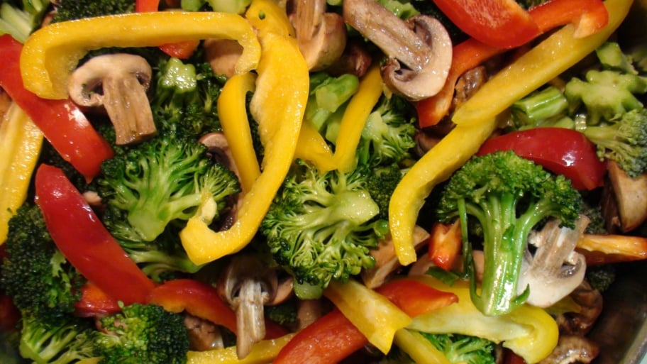 closeup of stir fry vegetables