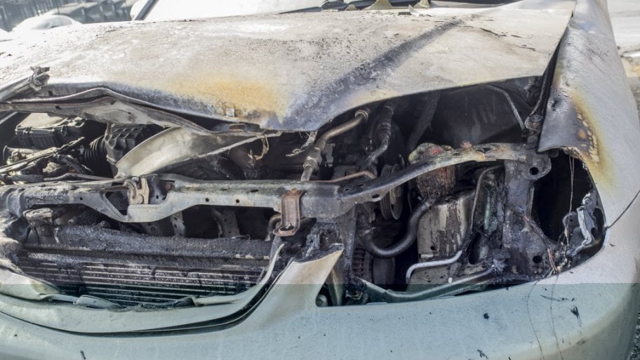 front of car after accident