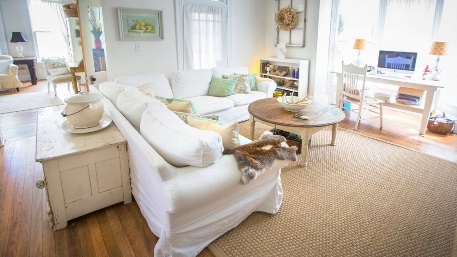 Downstairs room at McShane House in Carmel, Indiana