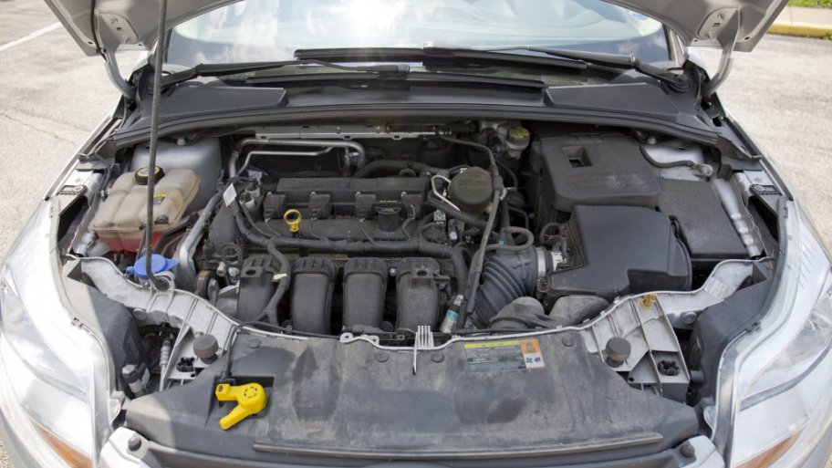 Car engine, open hood