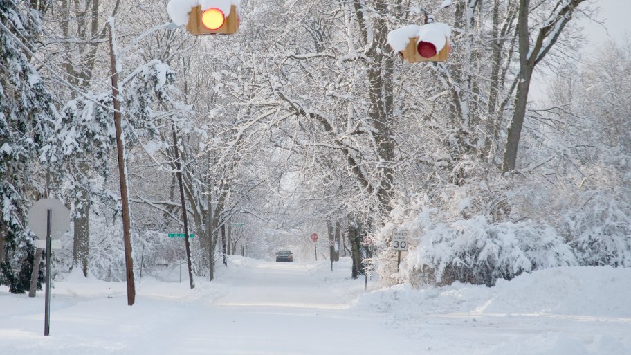 a snow filled street