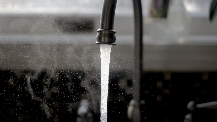 water flowing from faucet