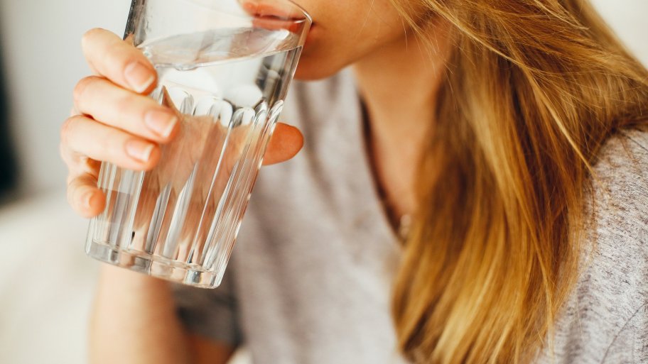 woman drinking water