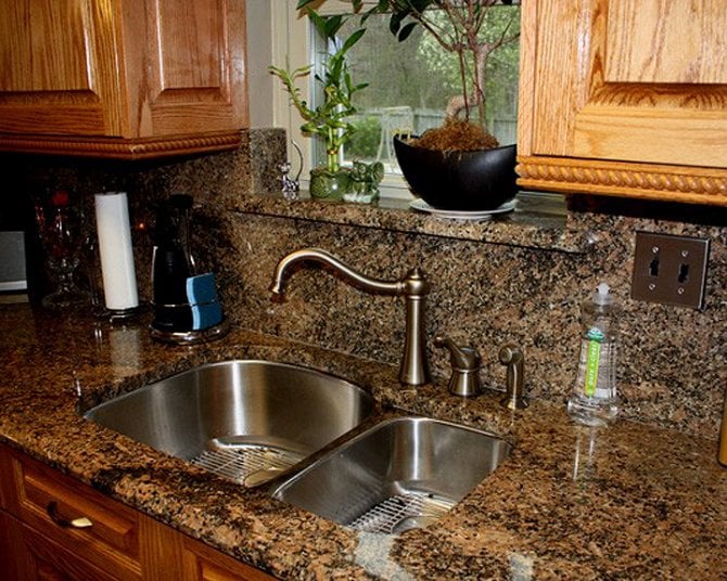 Gold And Black Granite Countertop And Backsplash Angie S List