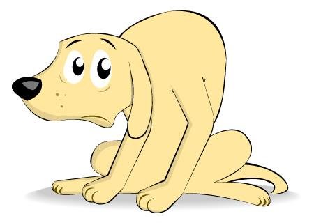 cartoon illustration of guilty dog
