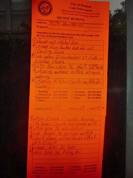 orange stop work order from city code enforcement office