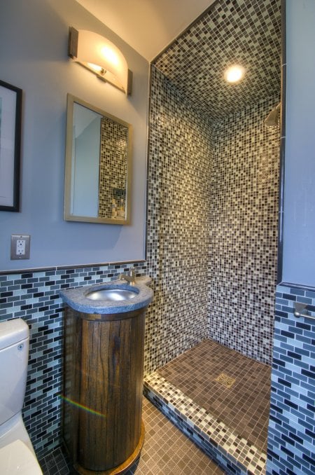 custom vanity in small bathroom