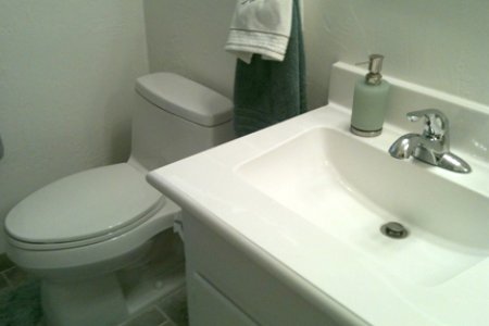 Bathroom sink and toilet