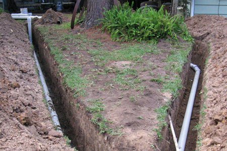 Sewer line exposed