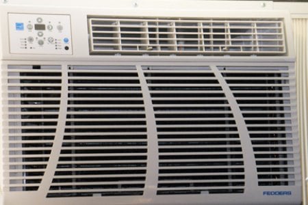 close-up of window A/C