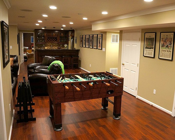 foosball table added to basement remodel