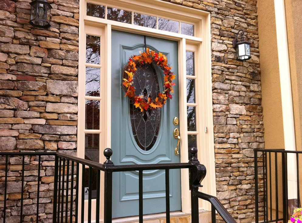 house exterior with blue door
