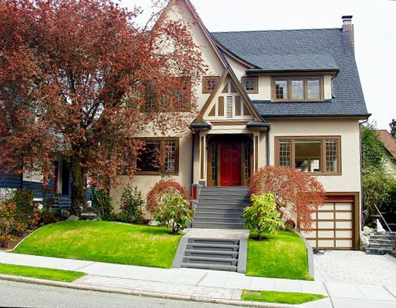 neatly landscaped home exterior
