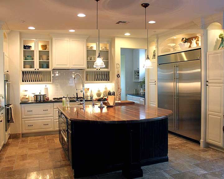 kitchen island with butcher block