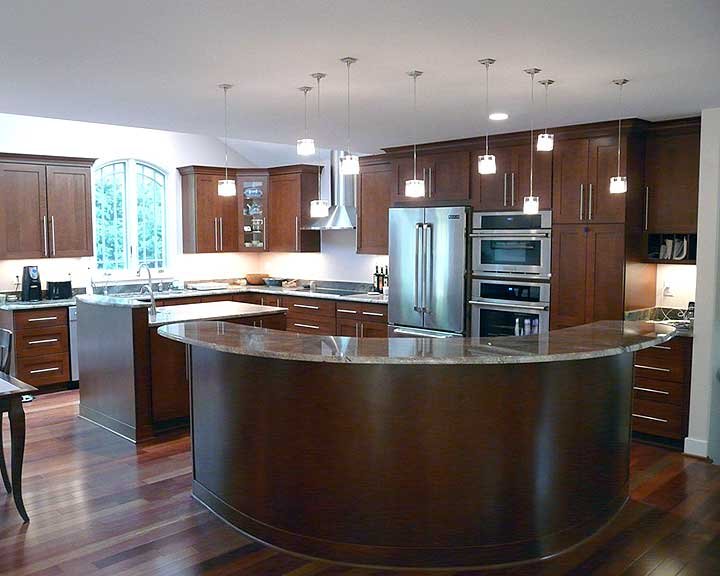 curved kitchen island