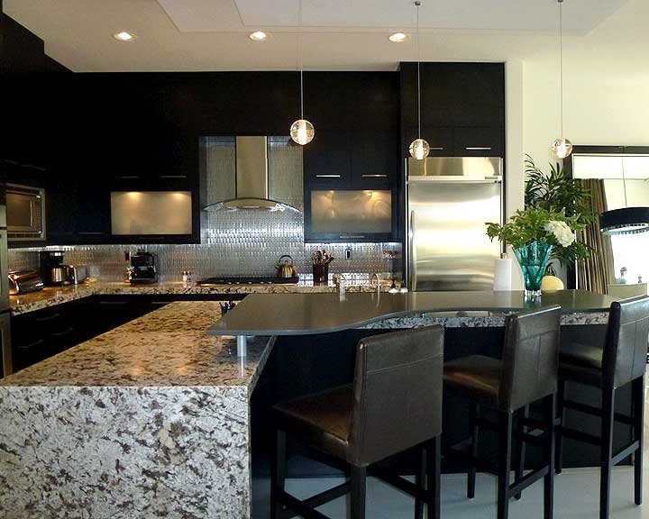 kitchen island with serving area