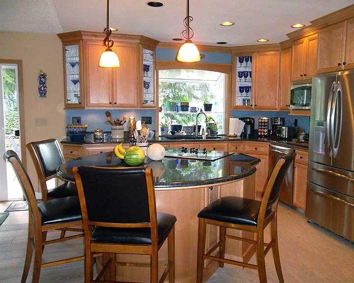 circular kitchen island with stove