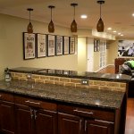 basement remodel with bar area