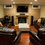 basement remodel with gas fireplace and surround sound