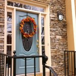 house exterior with blue door