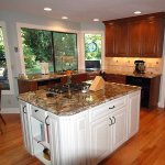 kitchen island with granite countertop